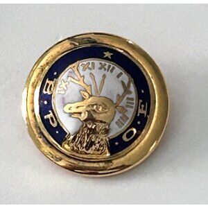 Vintage Elks Lodge Enamel Button Shank Uniform Jacket 22mm Brass BPOE Club